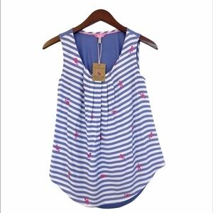 JOULES NWT Lobster Print Woven Jersey Mix Top Size 4 in Light Blue Stripe